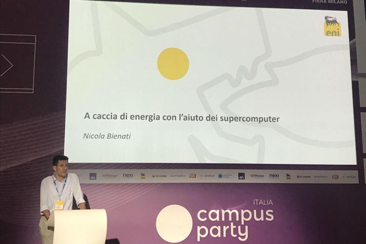 Nicola Bienati, Research Geophysicist di Eni a Campus Party (Foto dal profilo Twitter di  Campus Party Italia)‏