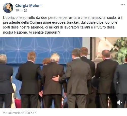 meloni post juncker ubriacone fi adn