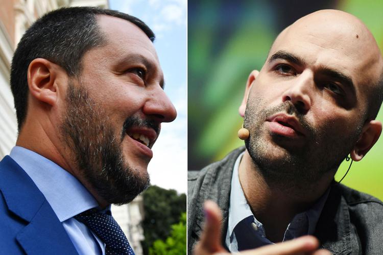 Matteo Salvini (Afp) e Roberto Saviano (Fotogramma)