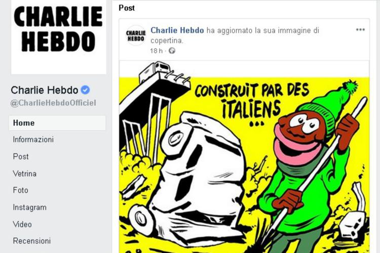 La copertina di Charlie Hebdo postata sul profilo ufficiale Facebook del settimanale