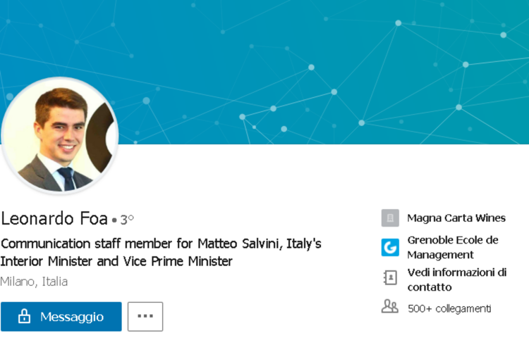 Il figlio di Marcello Foa nello staff di Salvini