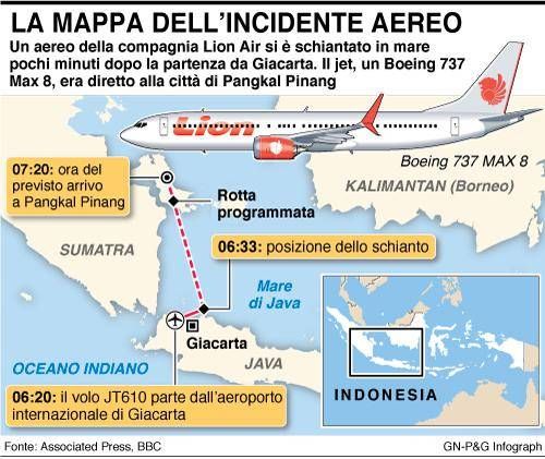 infografica mappa incidente aereo indonesia