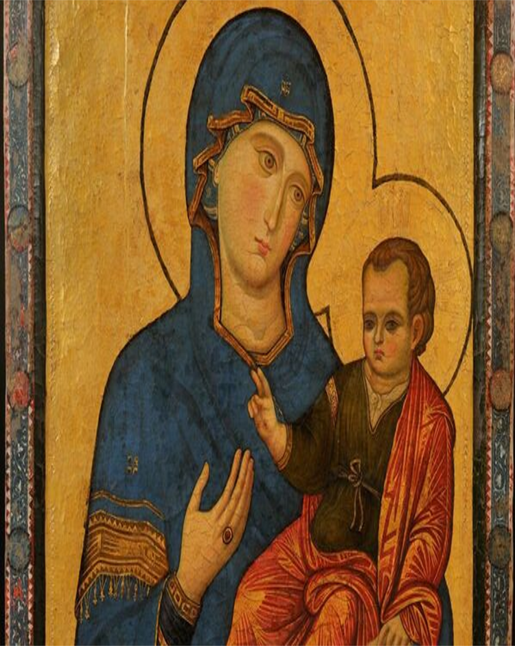 un dettaglio della Madonna di San Luca di Filippo Rusuti
