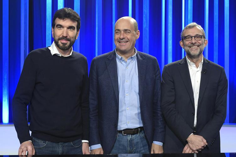 Maurizio Martina, Nicola Zingaretti e Roberto Giachetti, candidati alle primarie del Partito democratico (FOTOGRAMMA)