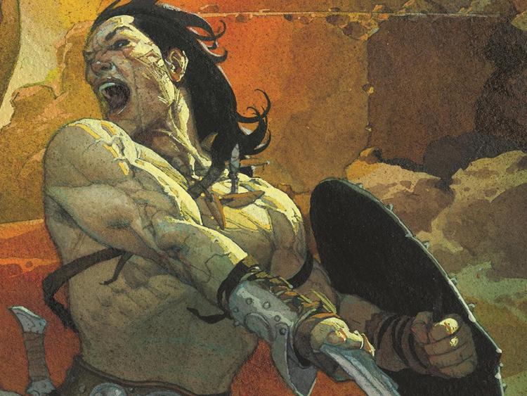 Particolare della copertina del primo numero della nuova serie di Conan il Barbaro