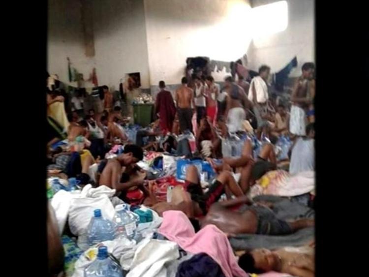 Un'imagine dal reportage sulle prigioni dei migranti in Libia, in onda domani a 'Piazzapulita' su La7