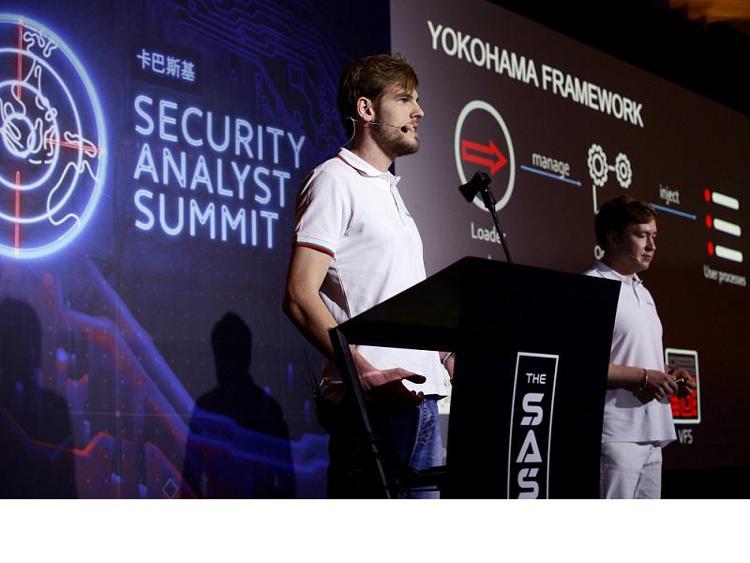 SINGAPORE, SINGAPORE - APRIL 10: Andrey Dolgushev (L), Malware Analyst At Kaspersky Lab and Alexey Shulmin, Lead Malware Analyst, Targeted Attacks Research At Kaspersky Lab, speak At Kaspersky Security Analyst Summit 2019 on April 10, 2019 in Singapore.The Kaspersky Security Analyst Summit (SAS) is an annual event that attracts high-caliber anti-malware researchers, global law enforcement agencies and CERTs and senior executives from financial services, technology, healthcare, academia and government agencies. For info visit www.sas.kaspersky.com (Photo by Suhaimi Abdullah/Getty Images) - Getty Images