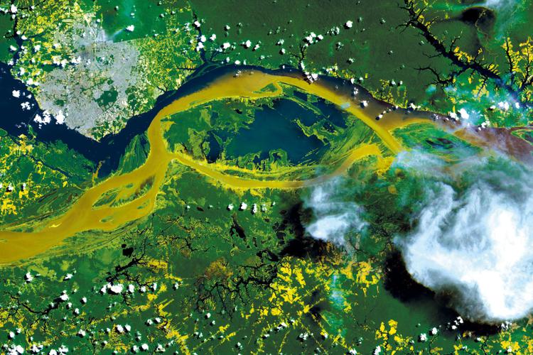 Manaus in Amazzonia vista dai satelliti  CosmoSkyMed (immagini Asi distribuita e-Geos)