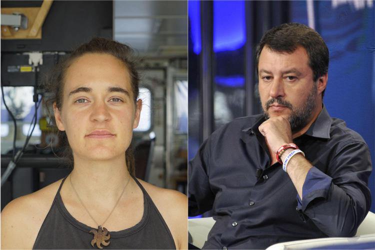 Carola Rackete (L) and Matteo Salvini (R)