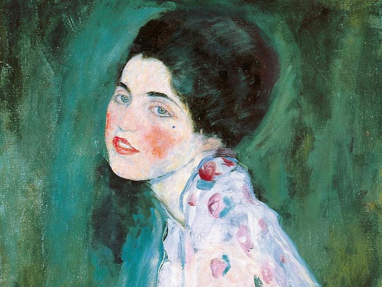 'Ritratto di signora' di Gustav Klimt, particolare. L'opera venne rubata nel 1997 dalla Galleria Ricci Oddi di Piacenza 
