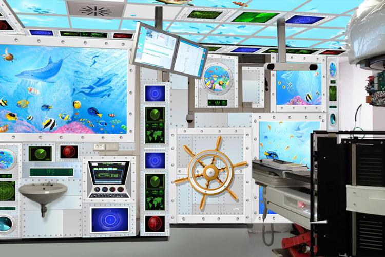 A 'Gemelli Art' per bimbi malati sala acquario e sottomarino