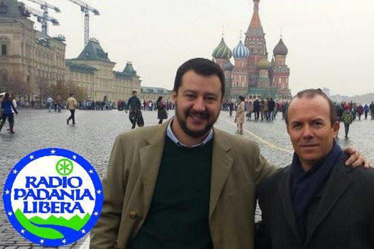 Matteo Salvini (L) in Moscow with Gianluca Savoini (R)
