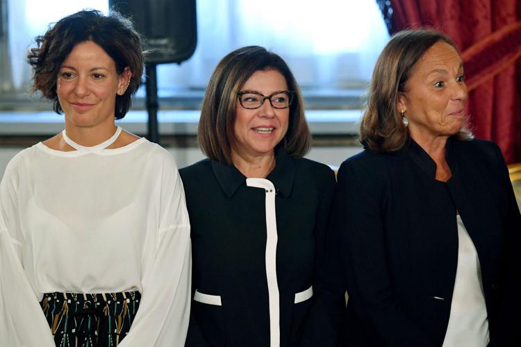 Le neo ministre Paola Pisano, Paola De Micheli e Luciana Lamorgese (Afp)