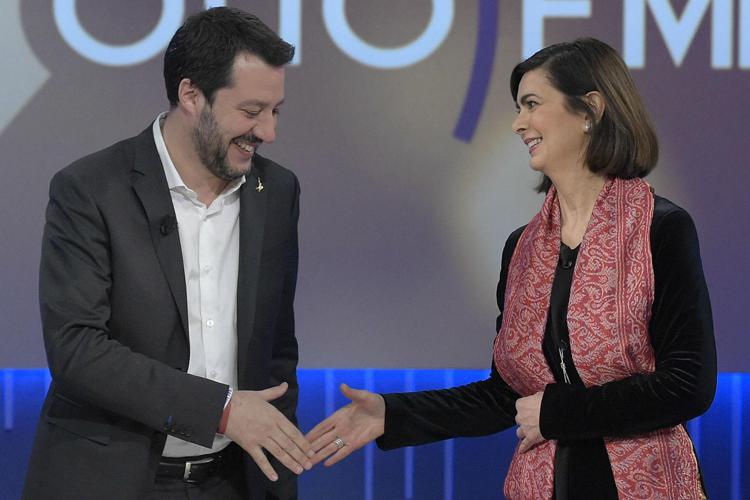 Matteo Salvini e Laura Boldrini (Fotogramma)