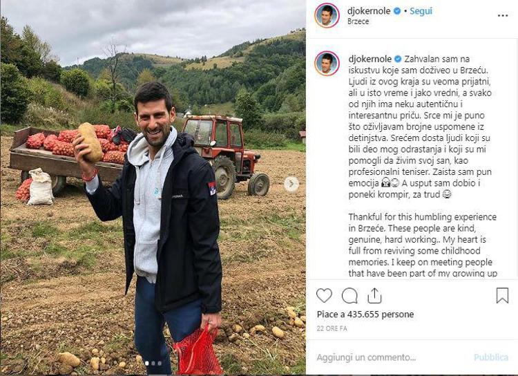 Djokovic raccoglie patate in Serbia