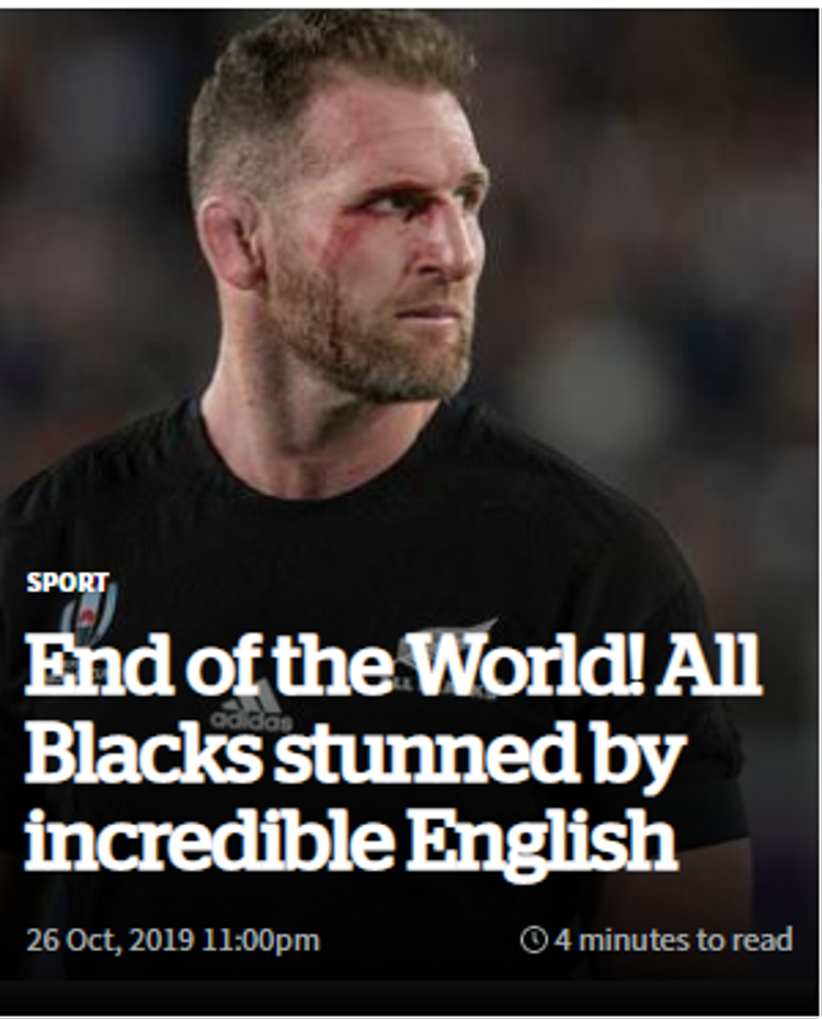 Rugby: World Cup-trauma in Nuova  Zelanda, 'è la fine del mondo'