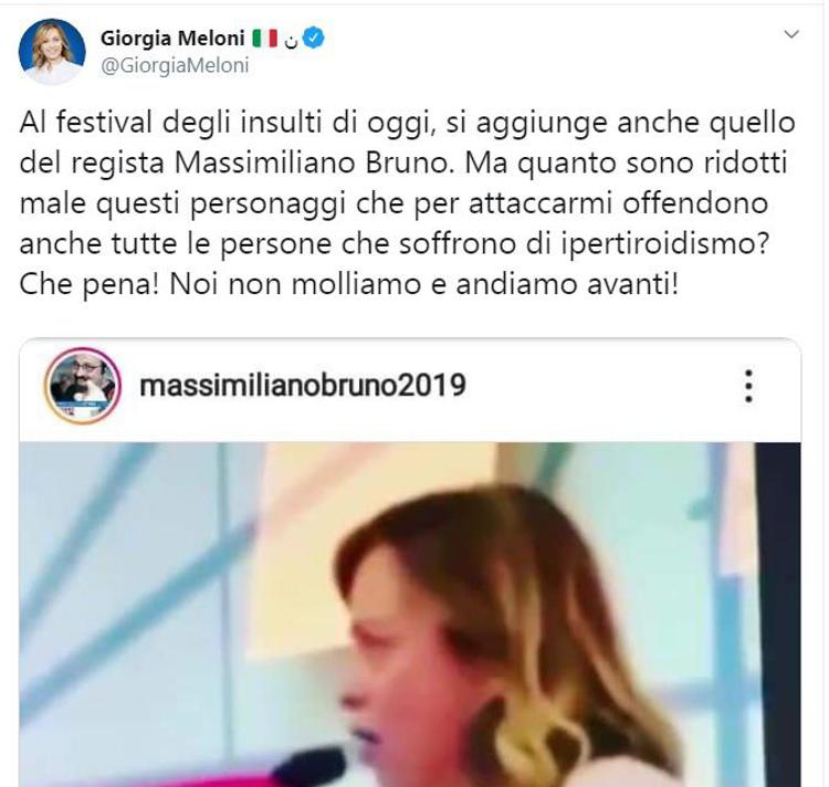 Giorgia Meloni contro Massimiliano Bruno: 