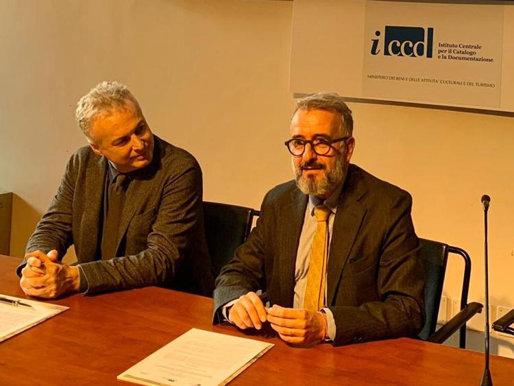 Da sinistra Giacomo di Thiene, presidente Adsi e Carlo Birozzi, Direttore Istituto Centrale per il Catalogo e la Documentazione 