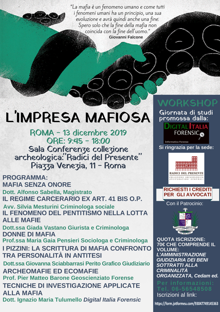 “L’impresa Mafiosa”, evento il 13 dicembre a Roma