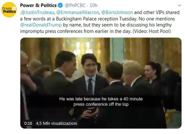 Il tweet del canale canadese Power&Politics