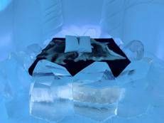 Una delle suite dell'Ice Hotel di Jukkasjarvi, in Lapponia