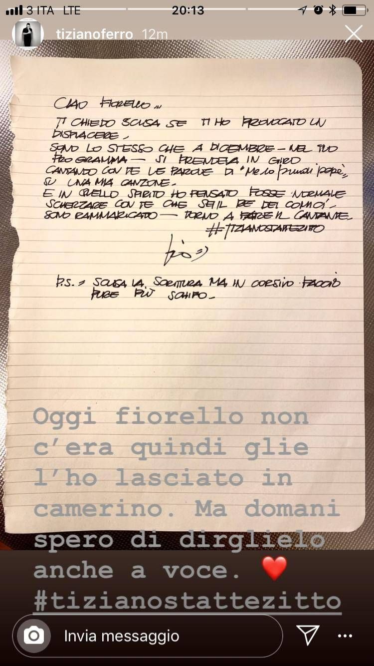 Tiziano Ferro Caro Fiorello Ti Chiedo Scusa