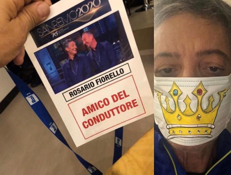 Sanremo: Fiorello inizia il festival con pass da ‘amico del conduttore’ e mascherina
