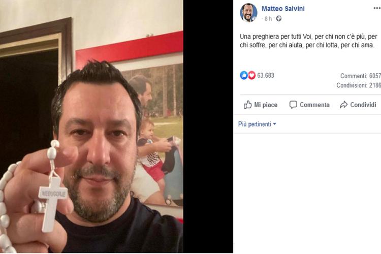 Coronavirus, Salvini mostra rosario di Medugorije: 