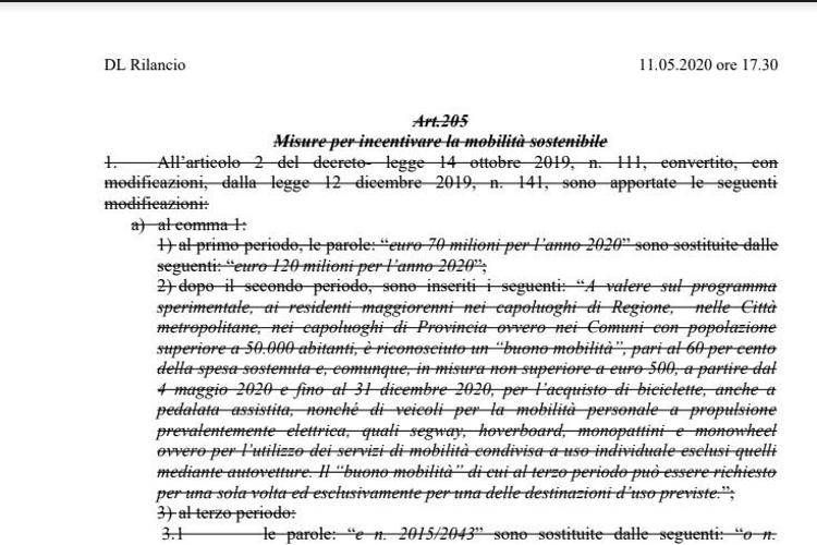 **Fase 2: addio bike lane, dal dl Rilancio cancellato articolo su mobilità sostenibile**