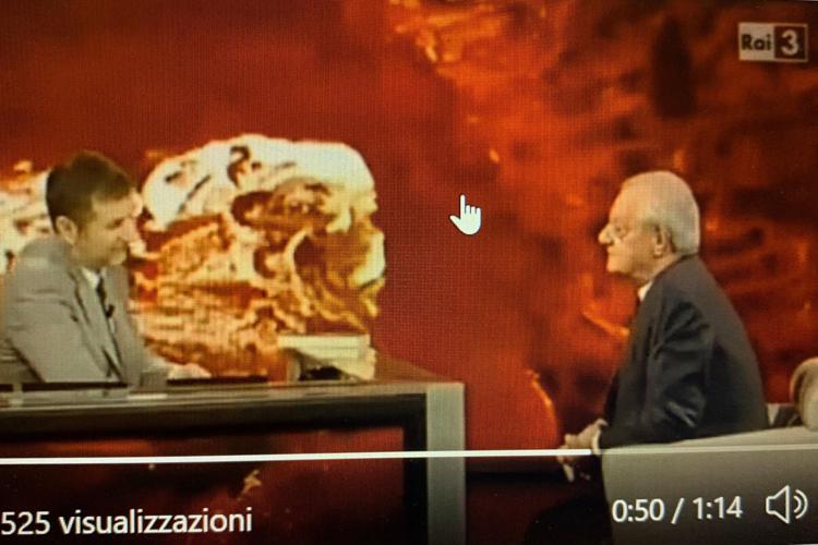 Fabio Fazio e Cesare Romiti durante una puntata di 'Che Tempo che fa'