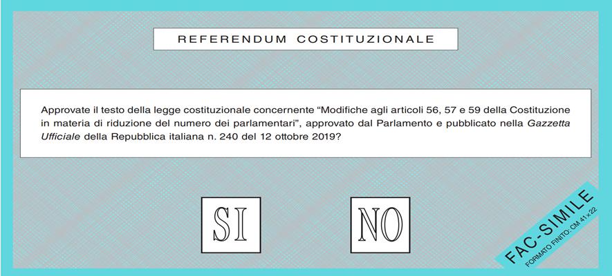Sul sito del Viminale il facsimile della scheda per il referendum costituzionale confermativo che si svolgerà il 20 e 21 settembre.