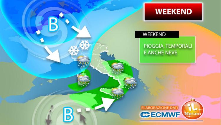 Weekend 19-20 dicembre, temporali su mezza Italia