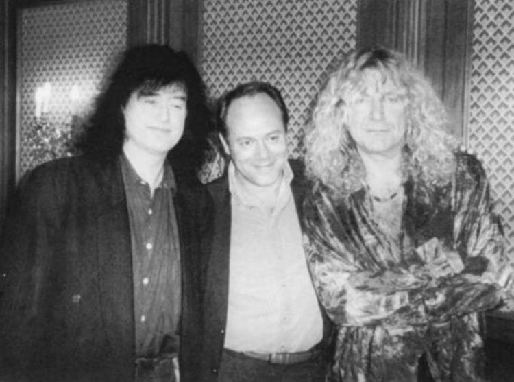 Carlo Verdone con Robert Plant e Jimmy Page nel 1993 