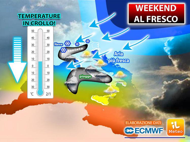 Crollo temperature su mezza Italia, meteo weekend 6-7 marzo