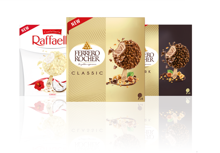 Ferrero debutta nei gelati, ad aprile in arrivo gli stecchi Rocher e Raffaello e i ghiaccioli Estathé