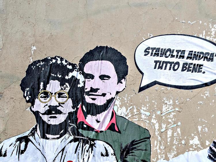 A mural by the street artist Laika on Giulio Regeni and Patrick Zaky near the Egyptian Consulate in Rome