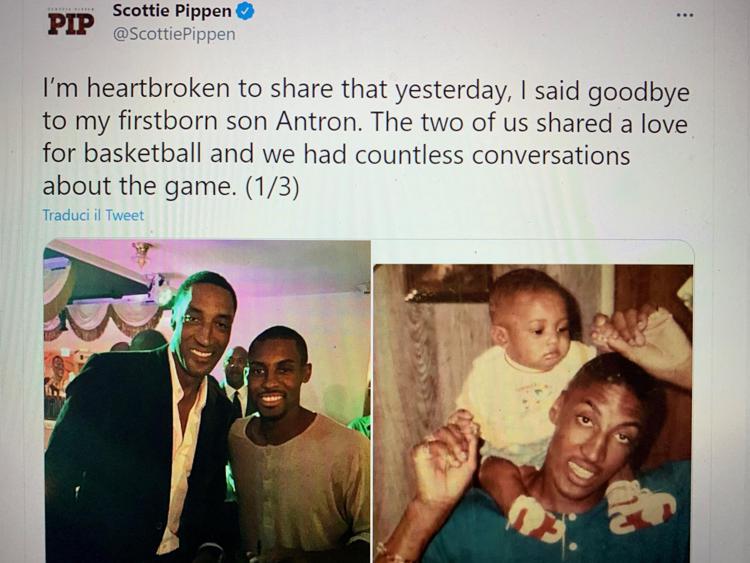 Il post sul profilo Twitter di Scottie Pippen