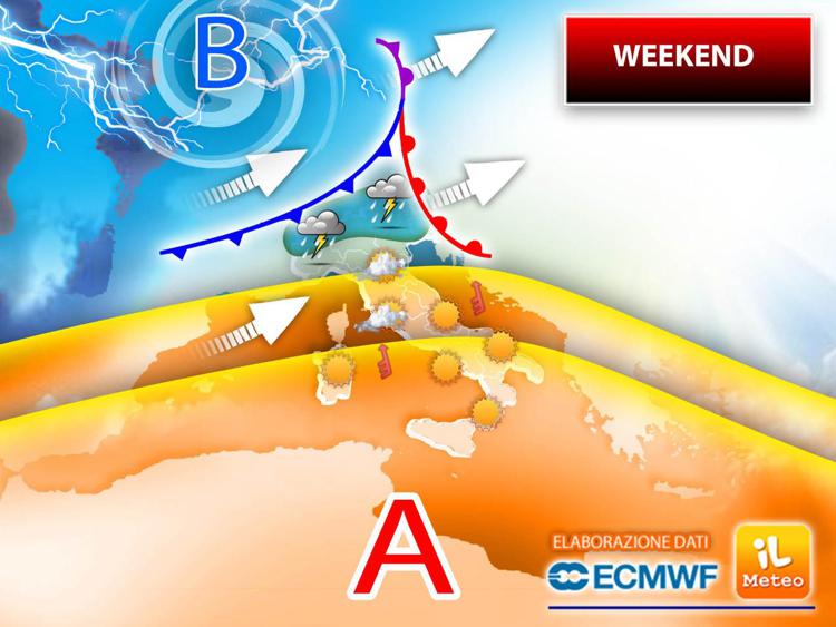 Italia divisa dall'anticiclone, meteo weekend 22-23 maggio