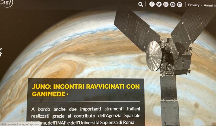  - L'annuncio sul sito dell'Agenzia Spaziale Italiana 