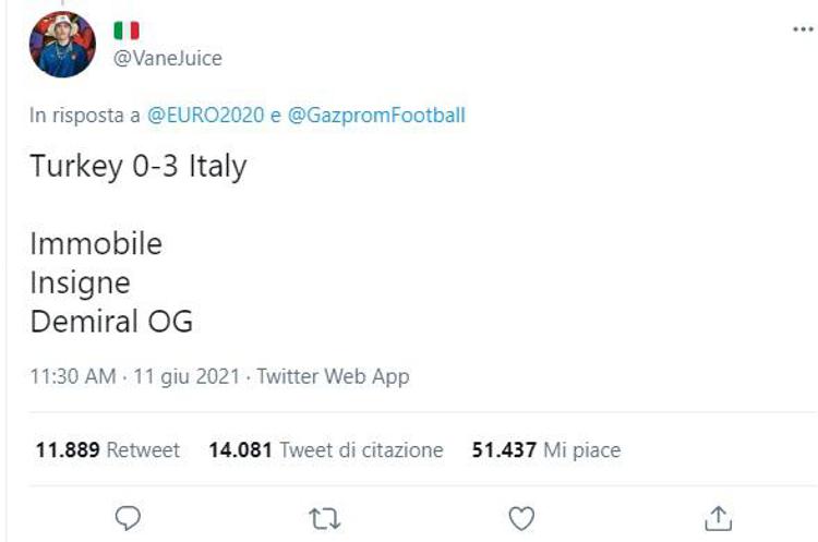 Turchia-Italia 0-3, il pronostico incredibile su Twitter