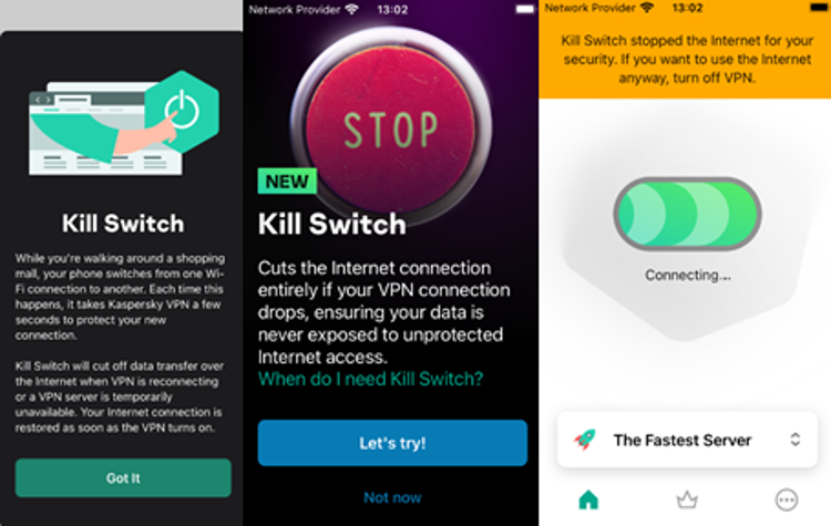 Kaspersky VPN Secure Connection-Kill Switch per iOS