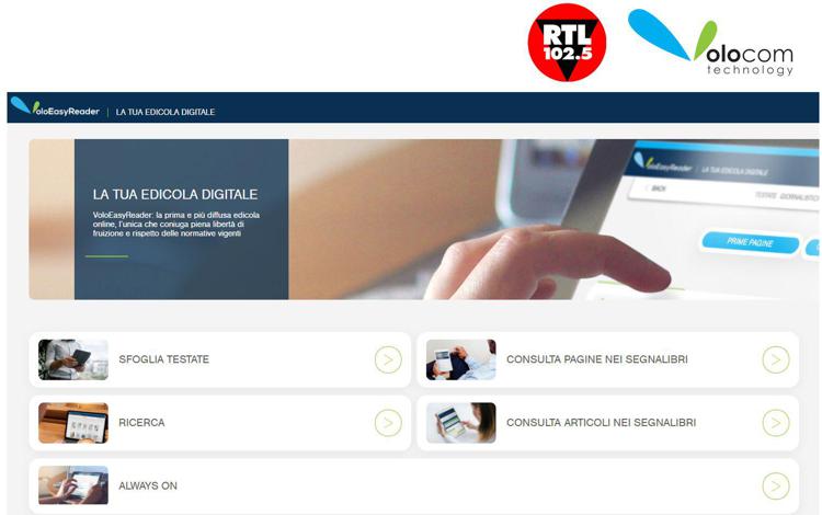 RTL 102.5 sceglie l’edicola digitale Volocom