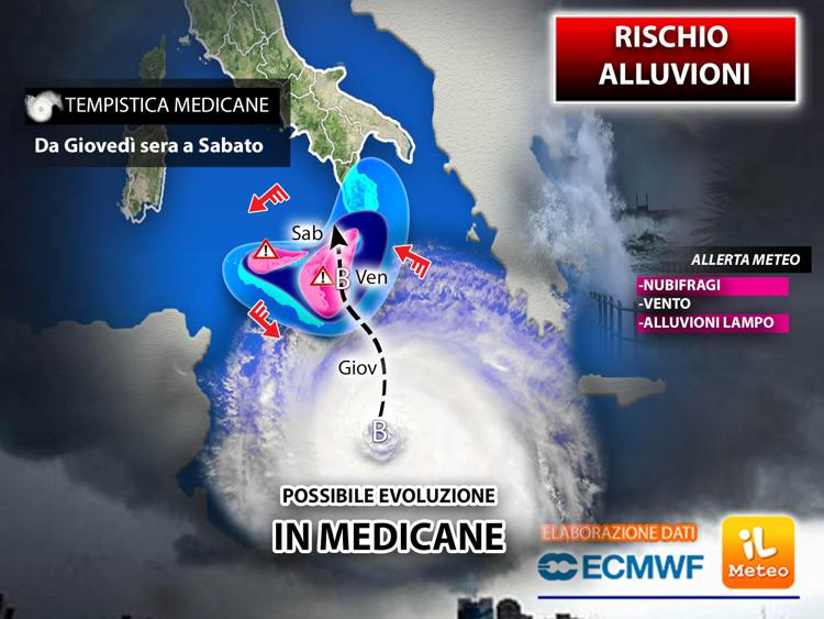 Meteo, allerta Medicane al Sud: dal 1° novembre pioggia su tutta Italia