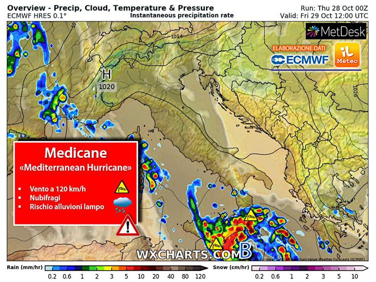 Maltempo Sicilia, domani rischio Medicane: uragano con pioggia e vento