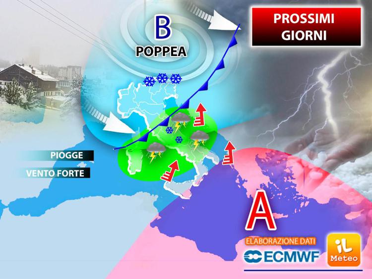 Ciclone Poppea, ancora pioggia e vento sull'Italia: ecco dove