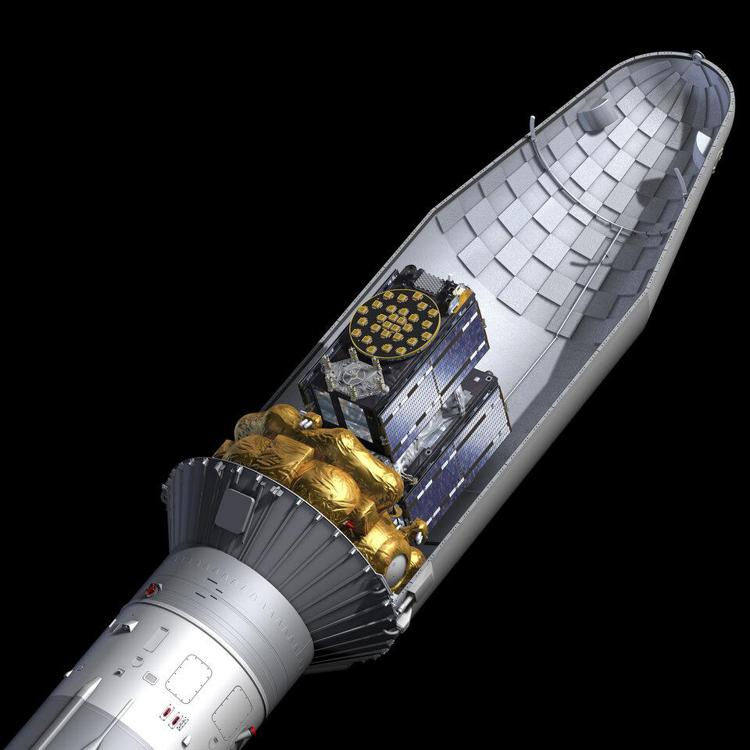 I satelliti Galileo 27 e 28 sul lanciatore Soyuz (Foto Esa) 