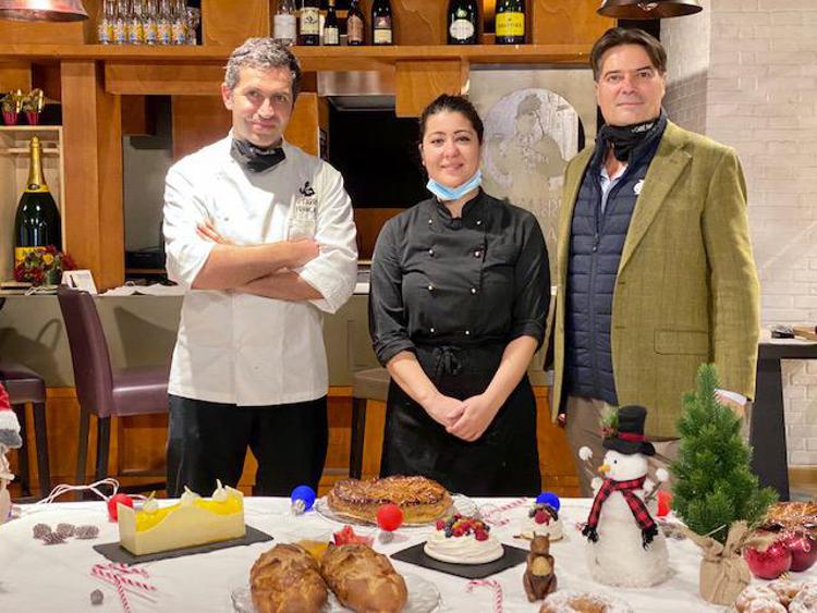 L'imprenditore Jildaz Mahé, la chef Letizia Tognelli e il pastry chef Giancarlo Bruno