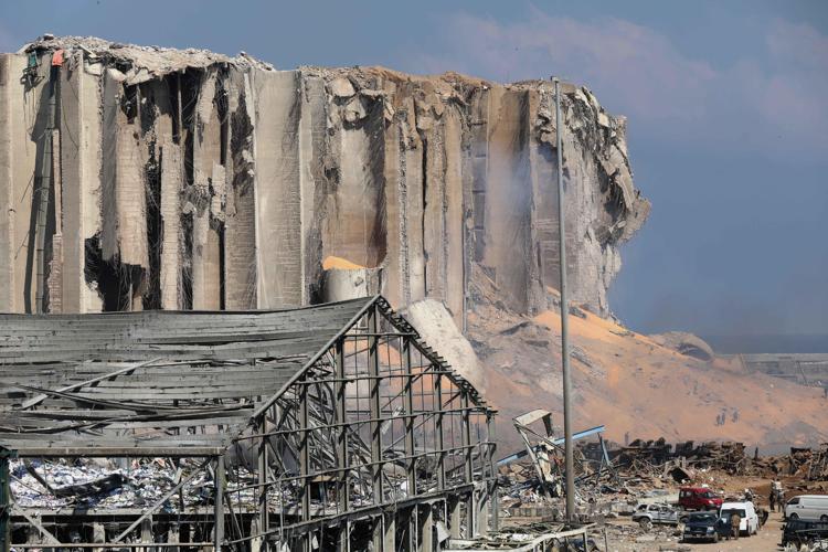 Grain silos destroyed by the devastating 4 August 2020 blast at Beirut's port. FOTOGRAMMA
