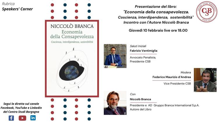 Presentazione del libro: “Economia della consapevolezza. Coscienza, interdipendenza, sostenibilità.” Incontro con l’Autore Niccolò Branca