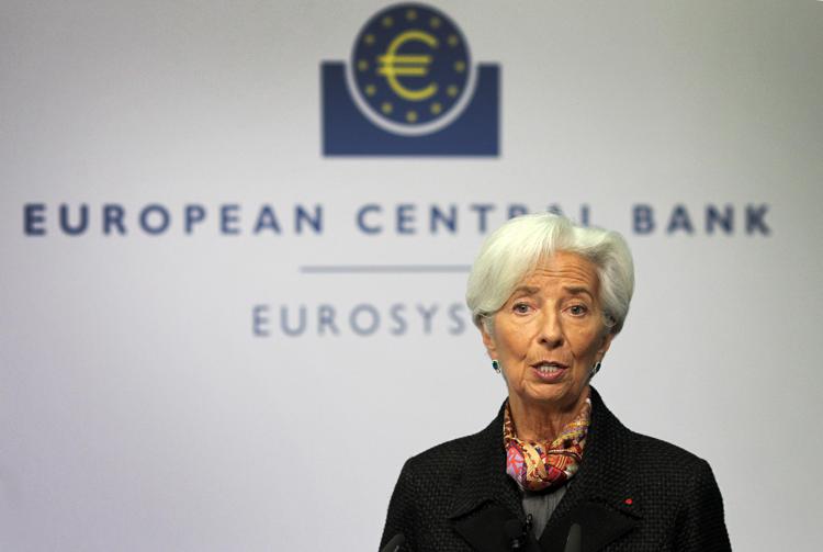 (FILES) This file photo taken on November 27, 2019 shows the President of the European Central Bank (ECB) Christine Lagarde addressing journalists during a press conference in Frankfurt am Main, western Germany. - Christine Lagarde delivers her first monetary policy announcements as ECB president on Thursday, December 12, 2019, with observers set to scrutinise every word for hints of the bank's future direction at a time of stuttering eurozone growth. (Photo by Daniel ROLAND / AFP) - AFP
